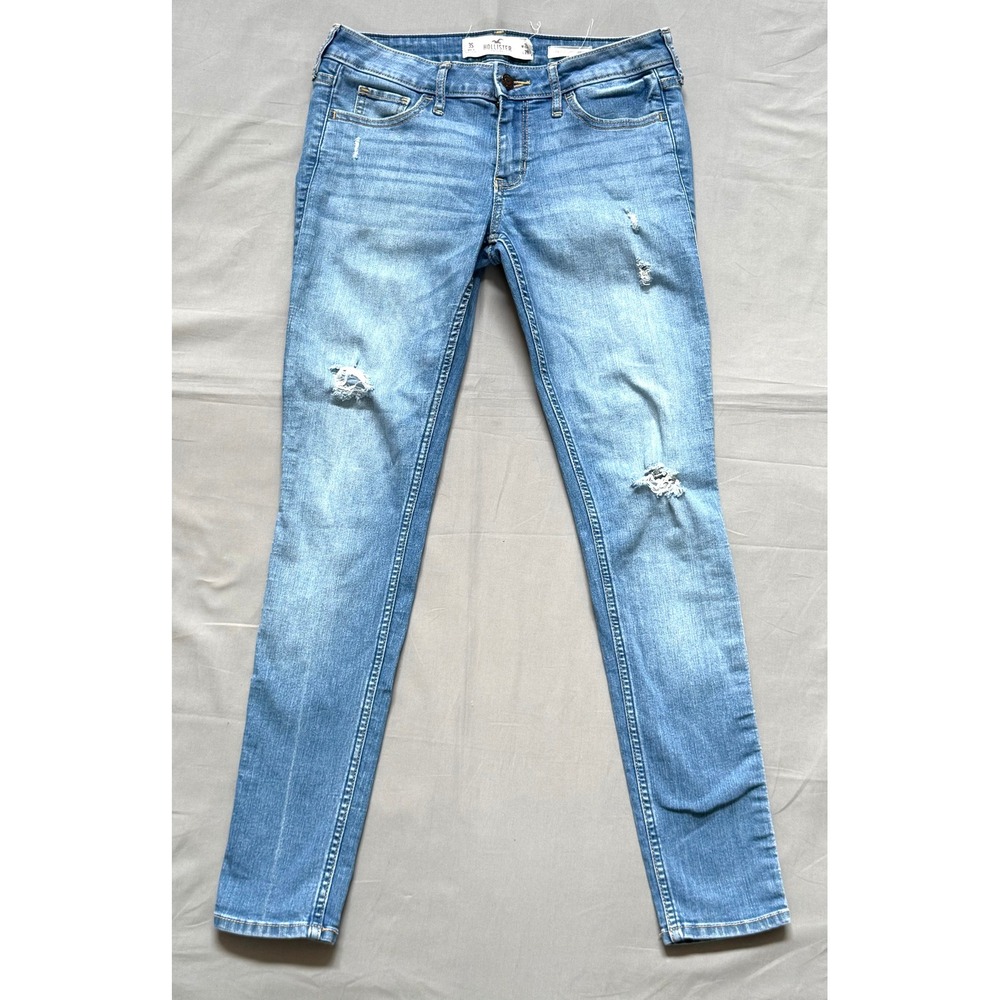 Hollister Low Rise Super Skinny Distressed Jeans Medium Wash 3S W26 L28 Womens